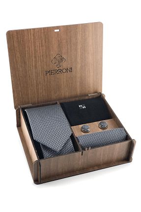 کراوات طوسی مردانه میکروفیبر PİERRONİ - کد 114219070
