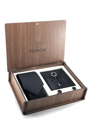 کراوات مشکی مردانه پارچه PİERRONİ - کد 95989255