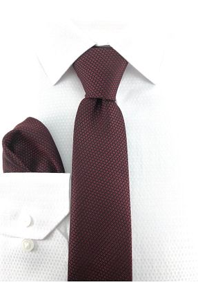 کراوات زرشکی مردانه میکروفیبر PİERRONİ - کد 154605385