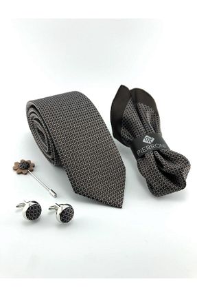 کراوات قهوه ای مردانه میکروفیبر PİERRONİ - کد 76156331