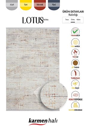 فرش طوسی قابل شستشو Karmen - کد 846986200