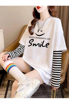 تیشرت سفید زنانه اورسایز Touz Moda - کد 881444945