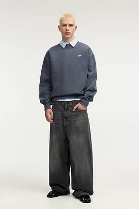 سوئیشرت آبی مردانه ساده Pull & Bear - کد 881423400