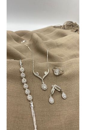 ست نقره سفید زنانه زیرکن SURA SILVER - کد 881431141