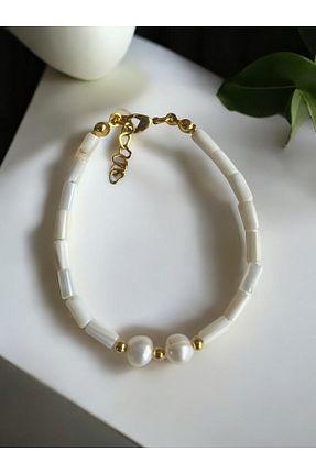 دستبند مروارید سفید مروارید آب شیرین AURA GARDEN - کد 881461863