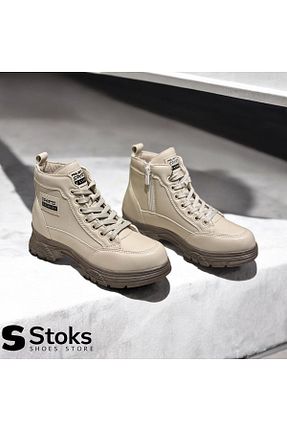بوت / نیم بوت بژ زنانه چرم مصنوعی STOKS SHOES STORE - کد 881463331