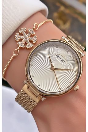 ساعت مچی طلائی زنانه 31-35 میلی متر Ferrucci - کد 881543829