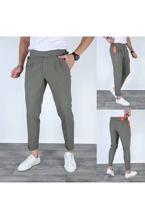 شلوار پارچه ای خاکی مردانه فاق نرمال YAZZARO - کد 881564569