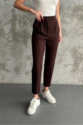 شلوار قهوه ای زنانه پنبه پلی استر macharel jeans - کد 881656759