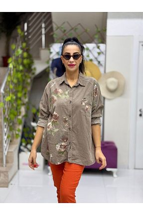 پیراهن قهوه ای زنانه رگولار Punta Otantik - کد 881656044