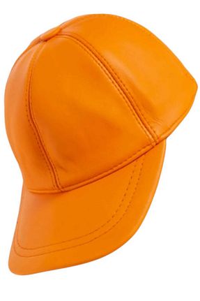کلاه نارنجی زنانه چرم خالص Trenderrs - کد 881659019