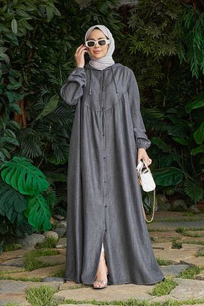 کلاه و ابایا طوسی زنانه جین Neways - کد 881659813