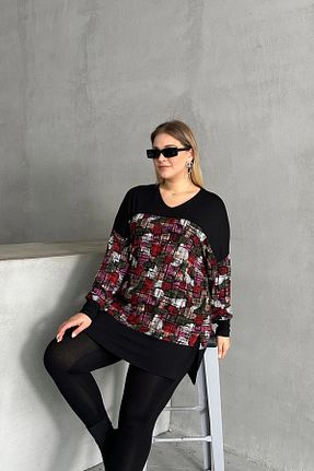 بلوز سایز بزرگ مشکی زنانه سایز بزرگ Stil Diva - کد 847300537