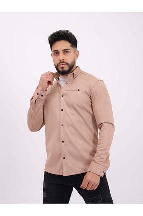پیراهن بژ مردانه اسلیم فیت cliento - کد 881689780