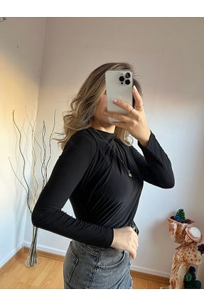 بلوز مشکی زنانه ساده Meriko Butik - کد 881691942