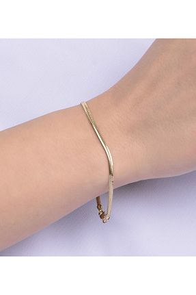 دستبند طلا طلائی زنانه 14 عیار kuyumcu nurettin - کد 801280573