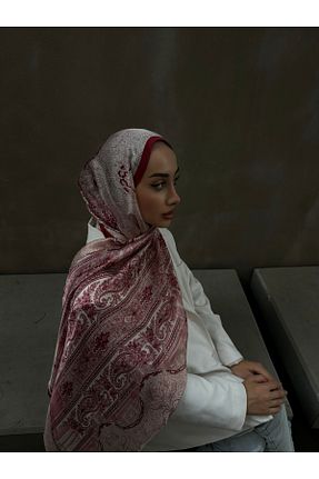 شال زرشکی زنانه ابریشم diorel - کد 881690326