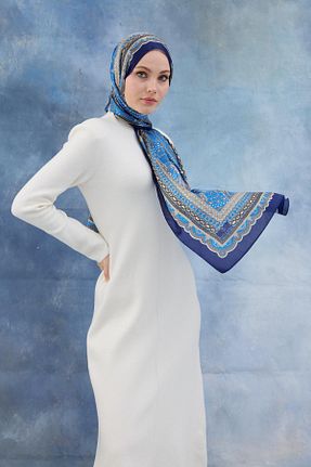 شال آبی زنانه پنبه پلی استر İpekhan - کد 878837662