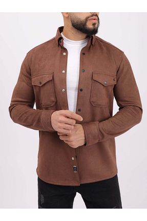 پیراهن قهوه ای مردانه اسلیم فیت cliento - کد 881701314