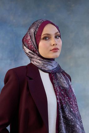 شال زرشکی زنانه پنبه پلی استر İpekhan - کد 878837566