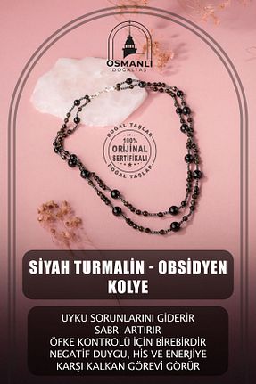 گردنبند جواهر مشکی زنانه سنگ OSMANLI DOĞAL TAŞ - کد 676542324