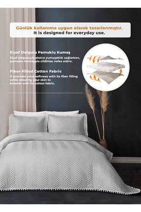 روتختی تکنفره طوسی پنبه ای Evlen Home Collection - کد 80149608