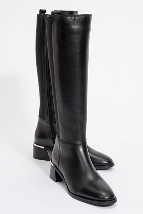 چکمه مشکی زنانه چرم خالص luvishoes - کد 881708397