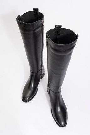 چکمه مشکی زنانه چرم خالص luvishoes - کد 881708397
