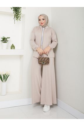 ست بالاتنه و پائین تنه بژ زنانه بافت Moda Krash - کد 881755015