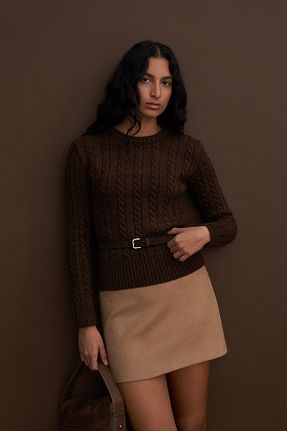 پلیور قهوه ای زنانه Saç Örgü mathilda store - کد 881797730