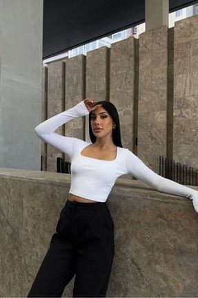 بلوز سفید زنانه ساده MODA - کد 881819588