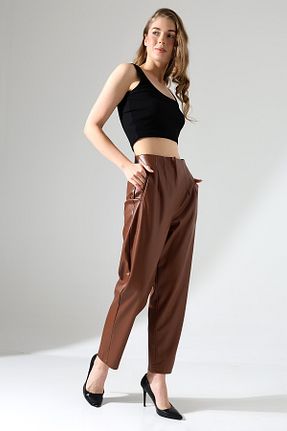 شلوار قهوه ای زنانه چرم مصنوعی Zula Moda - کد 881838309