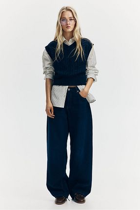 شلوار جین آبی زنانه رگولار H&M - کد 881860475