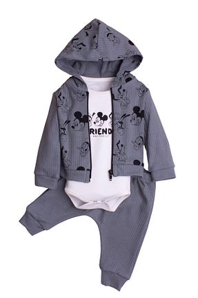 بادی و سرهمی نوزادی مشکی بچه گانه پنبه ای Chicsy Baby - کد 881860604