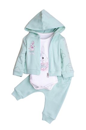 بادی و سرهمی نوزادی سبز بچه گانه پنبه ای Chicsy Baby - کد 881860601
