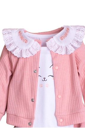 بادی و سرهمی نوزادی صورتی بچه گانه پنبه ای Chicsy Baby - کد 881860653