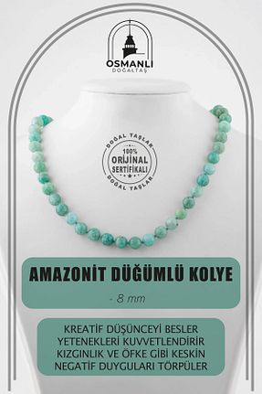 گردنبند جواهر سبز زنانه سنگ OSMANLI DOĞAL TAŞ - کد 676537404