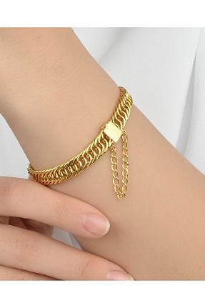 دستبند طلا زرد زنانه 14 عیار kuyumcu nurettin - کد 641739205
