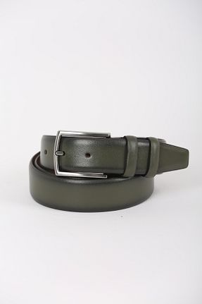 کمربند سبز مردانه چرم خالص KASVA DERİ - کد 881900609