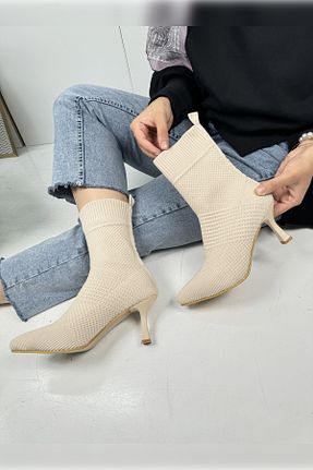 بوت / نیم بوت بژ زنانه تریکو Allyup - کد 803430435