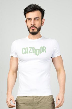 تیشرت سفید مردانه اسلیم فیت Cazador - کد 881898695