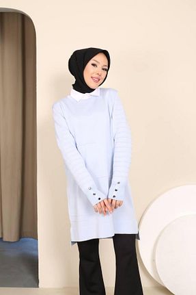 تونیک آبی زنانه بافتنی Miraystyle - کد 881912610