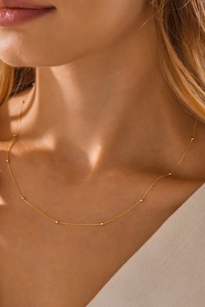 گردنبند طلا طلائی زنانه 14 عیار MOOM MÜCEVHERAT - کد 881909559