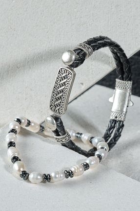 دستبند جواهر مشکی زنانه سنگ طبیعی Ssilhoutte Doğaltaş - کد 881911906