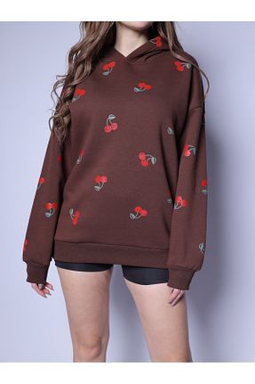 سوئیشرت قهوه ای زنانه چاپی Aysmella - کد 881912882