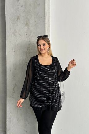 بلوز سایز بزرگ مشکی زنانه سایز بزرگ Stil Diva - کد 881918430