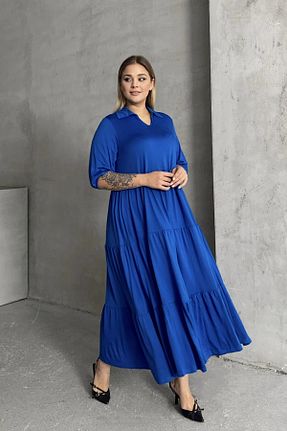 لباس سایز بزرگ سرمه ای زنانه ویسکون Stil Diva - کد 881923385