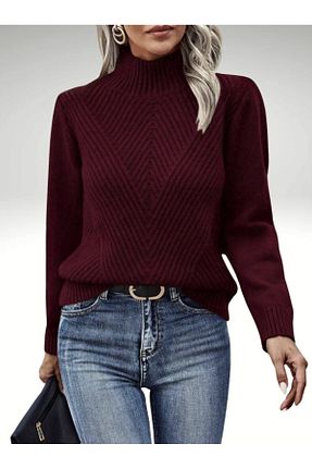 پلیور زرشکی زنانه طرح دار DRESSY CL - کد 881929355