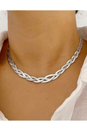 گردنبند استیل ( فولاد ) طوسی زنانه استیل ضد زنگ Miracle Jewelry - کد 881945167