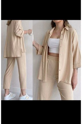 ست بالاتنه و پائین تنه بژ زنانه اسلیم LA BUTIK - کد 881902133
